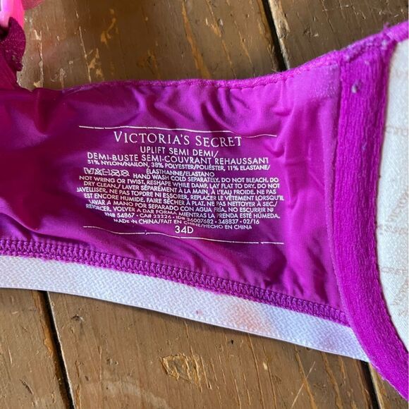 VS Uplift Semi Demi Padded Pink Bra - Picture 5 of 9